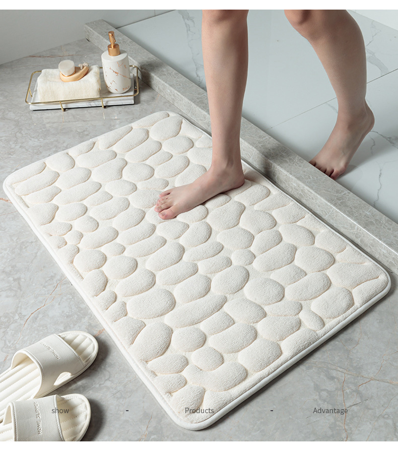 Custom Logo Cobblestone Embossed Bathroom Non-slip Carpets for Bathtub and Shower Room