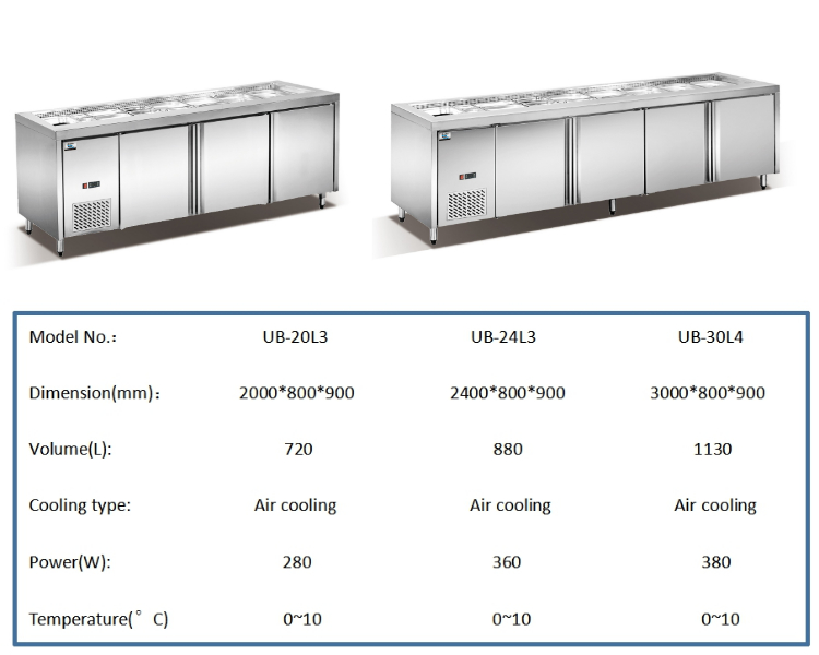 Antiwear 260L Under Counter Refrigerators Anticorrosive Stainless Steel