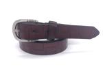 Brushed Gunmetal Real Leather Belt Womens Embossed Labyrinth Pattern