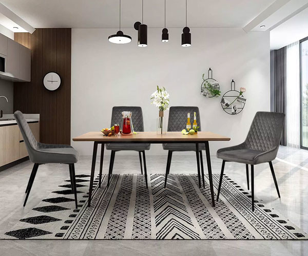 Fabric Furniture High Back Dining Chair Black Brown For Kitchen Dining Room