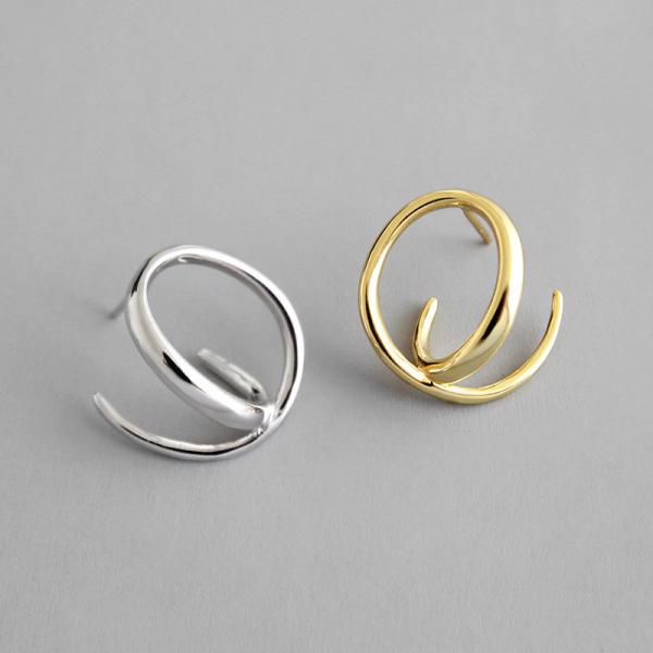 Lanciashow 925 Solid Silver Gold Plated Jewelry Hoop Earrings Simple Concavo