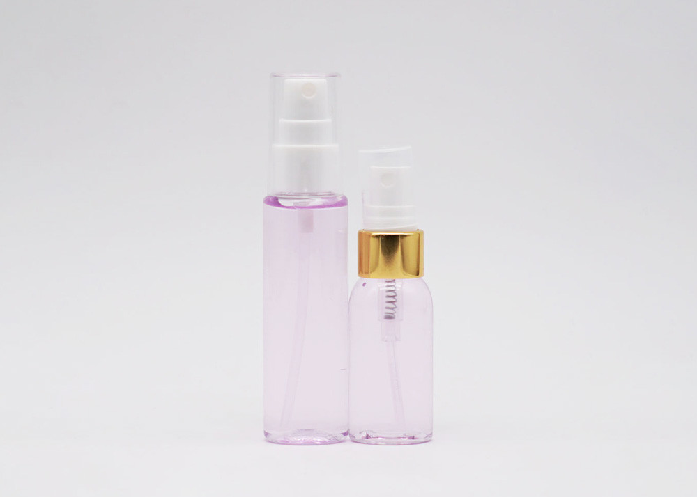 Travel Pocket Plastic Spray Bottle 30ml Cylinder With Gold Aluminum Collar