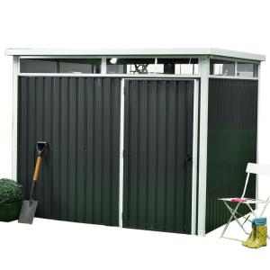 Quality 16x8ft 10ftx8ft Pent Roof Metal Shed 187cm 0.3mm Lockable Door With Metal Foundation wholesale