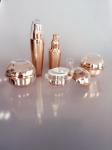 15ml 30ml Lotion Gold Acrylic Airless Cosmetic Bottle / Cream Jar For Skincare