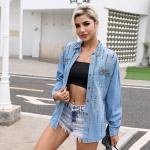 Understated Leather Women'S Bluegrass Studded Denim Western Jacket Remy Denim
