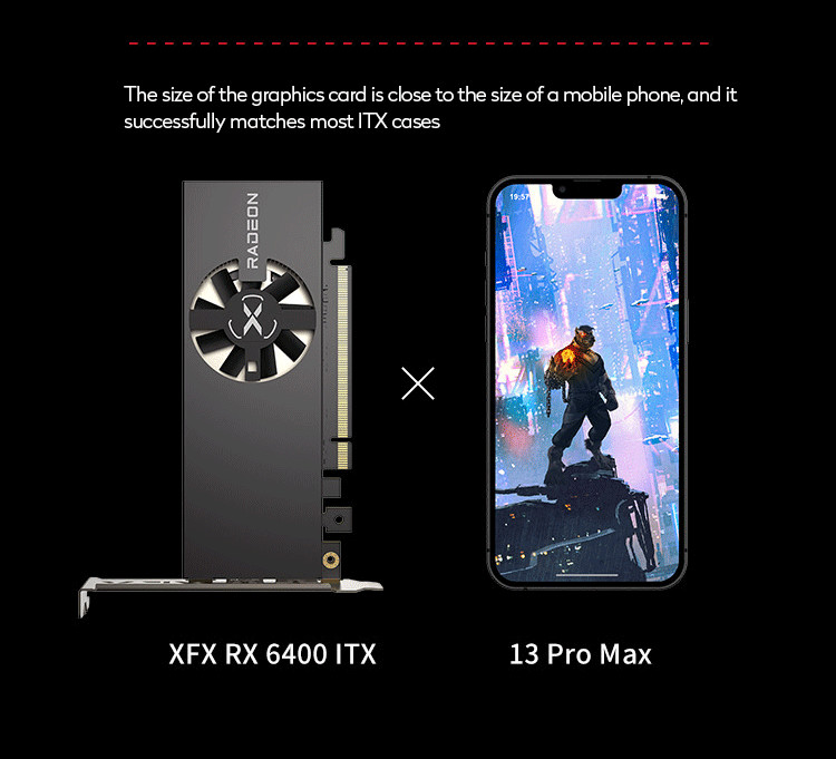 RX 6400 Itx 4gb GPU Graphics Card AMD GDDR6 Gaming PC Video Card