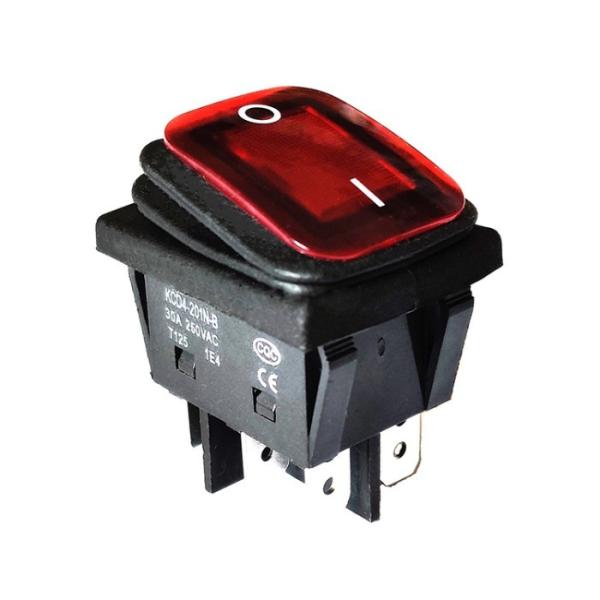 Cheap 30A 250V Heavy Duty 6 Pin DPST IP67 Sealed Waterproof T125 Auto Boat Marine Toggle Rocker Switch With LED 12V 220V 30x22 for sale