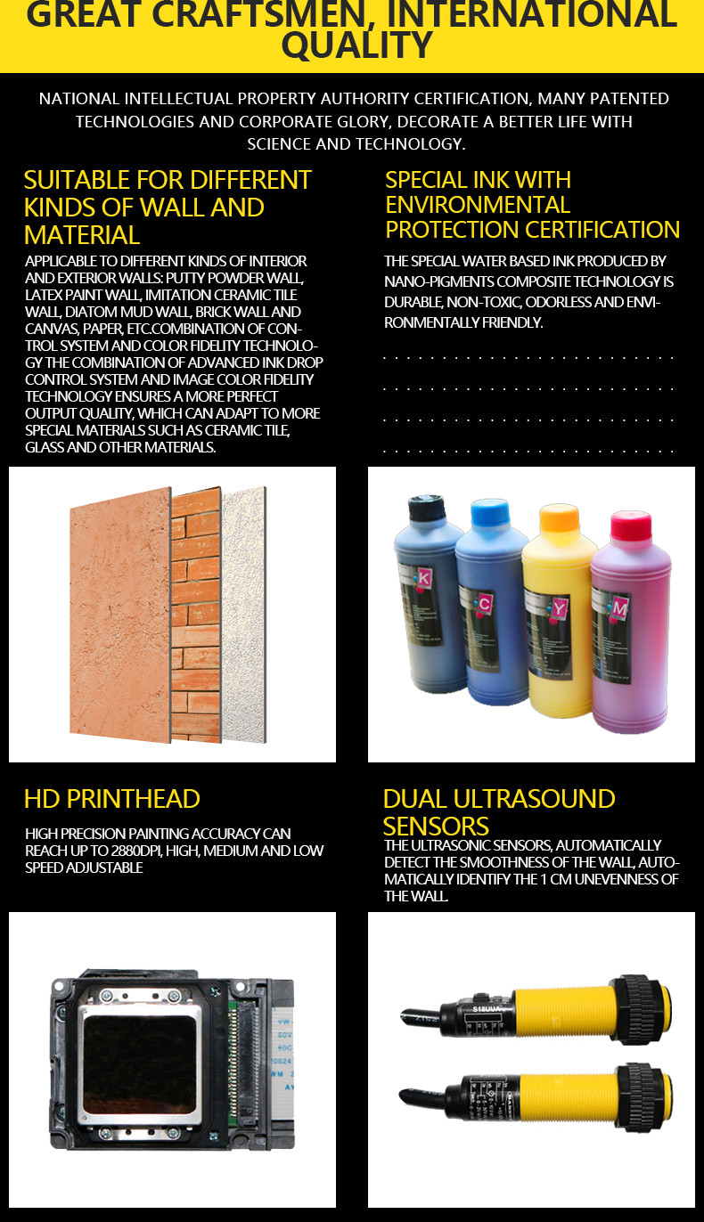 Movable Vertical Wall Printer 3d Effect Printing With Fine Lines Texture