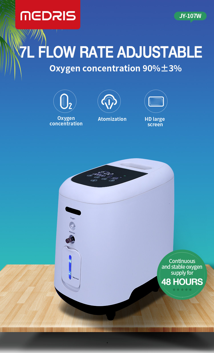 7L Portable Hospital Grade Home Oxygen Concentrator With Large Screen Display And Wireless Remote Control