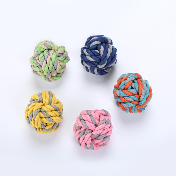 Bite Resistant Cotton Dog Rope Toy Ball Braided Cotton Chew Knot Ball For Dog