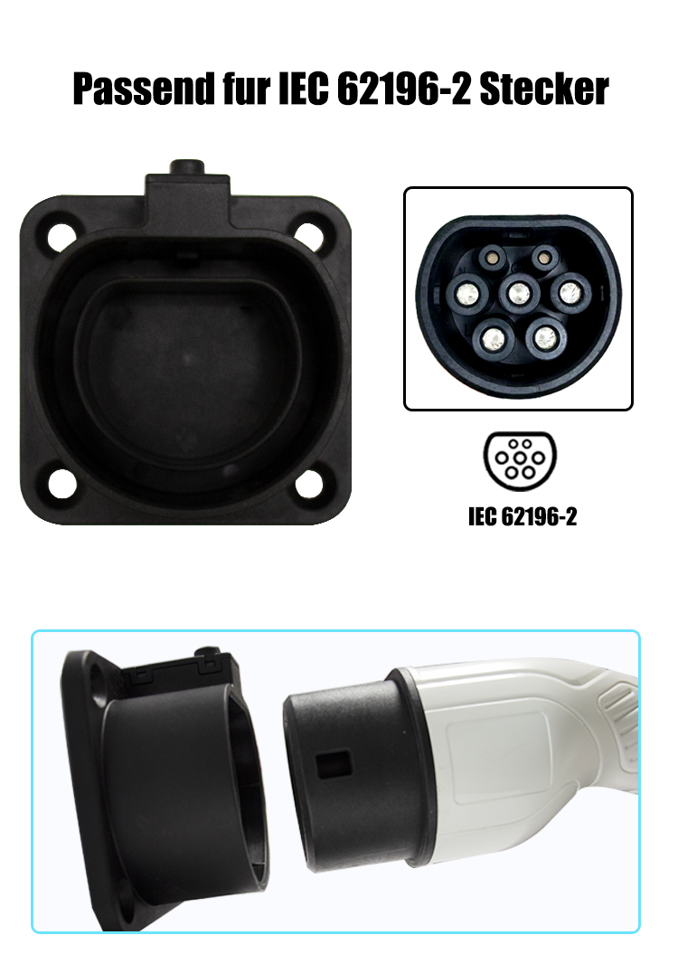IP 65 Black KIWI Socket Outdoor Type 1 Electric Vehicle Car Charger CE EV Charger Adapter