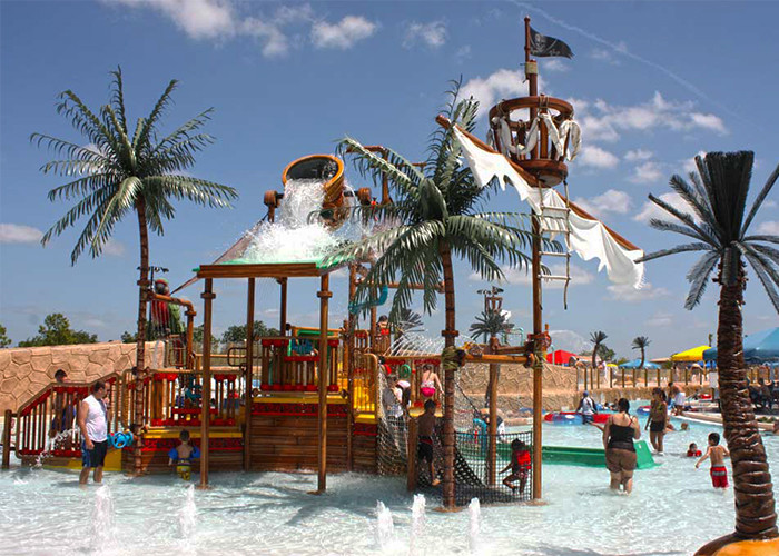 Colorful Outdoor Aqua Playground , Fiberglass 29x27m Kids Water Slide