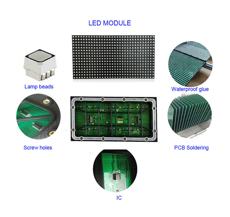 256*128mm Super Bright P8 Outdoor Led Display Module
