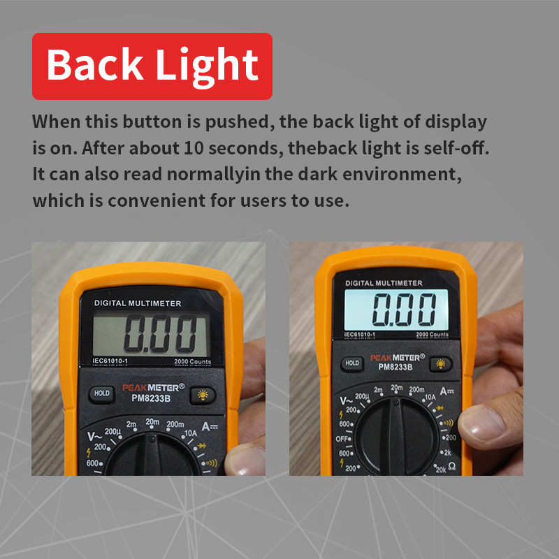 Mini Handheld Digital Multimeter 10A DC Current Measurement Data Hold Meter
