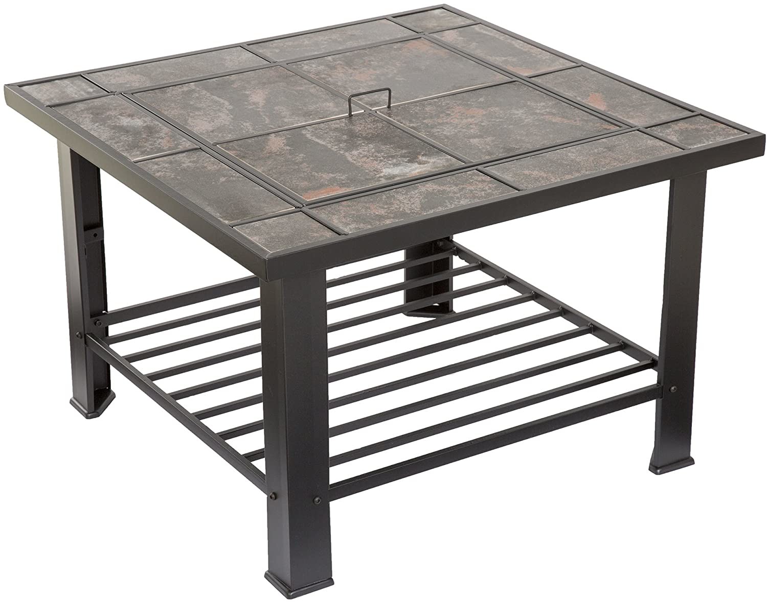 Wood Burning Barrel Outdoor Gas Firepit Garden 30'' Marble Tile Brazier