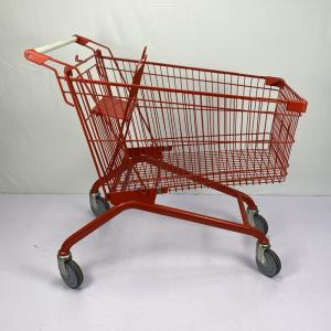 Quality Red Steel Shopping Cart CE Certificate 180L European Large Shopping Cart wholesale