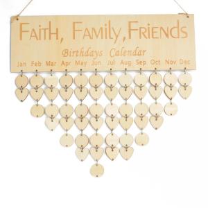 Quality ISO9001 Beige Color Wooden Hanging Birthday Calendar OEM wholesale
