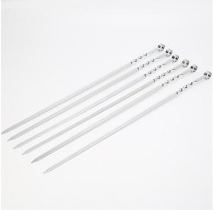 Quality SGS Flat Wide 16.8&quot; Reusable Grilling Kabob Skewers Metal Shish Kabob Sticks wholesale