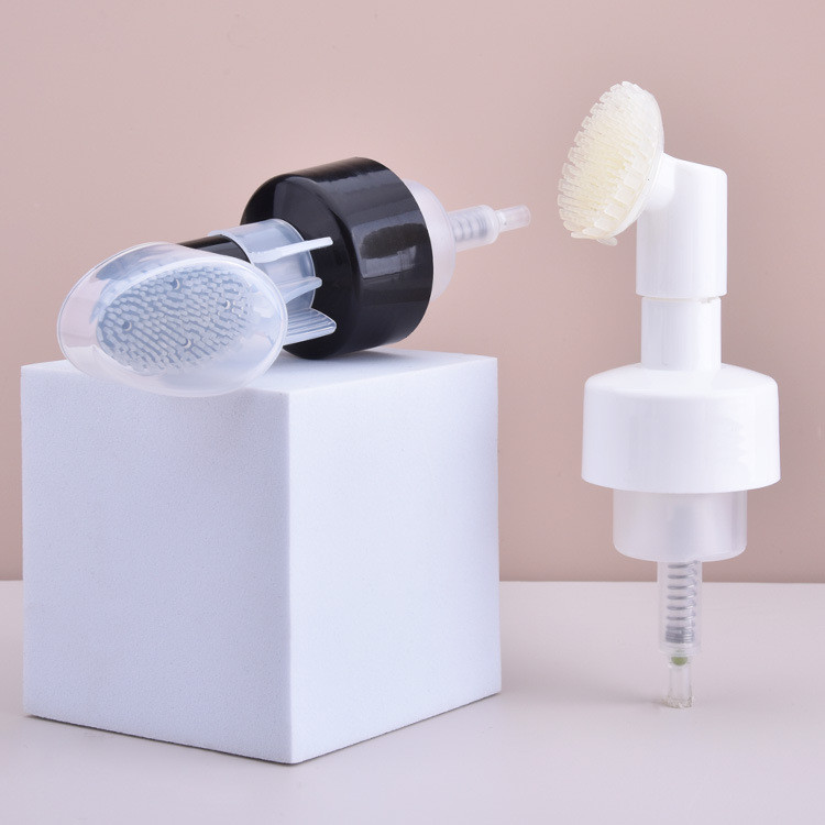 43-410 Size Facial Foam Pump With Sillicone Bursh Black Or White Overcap
