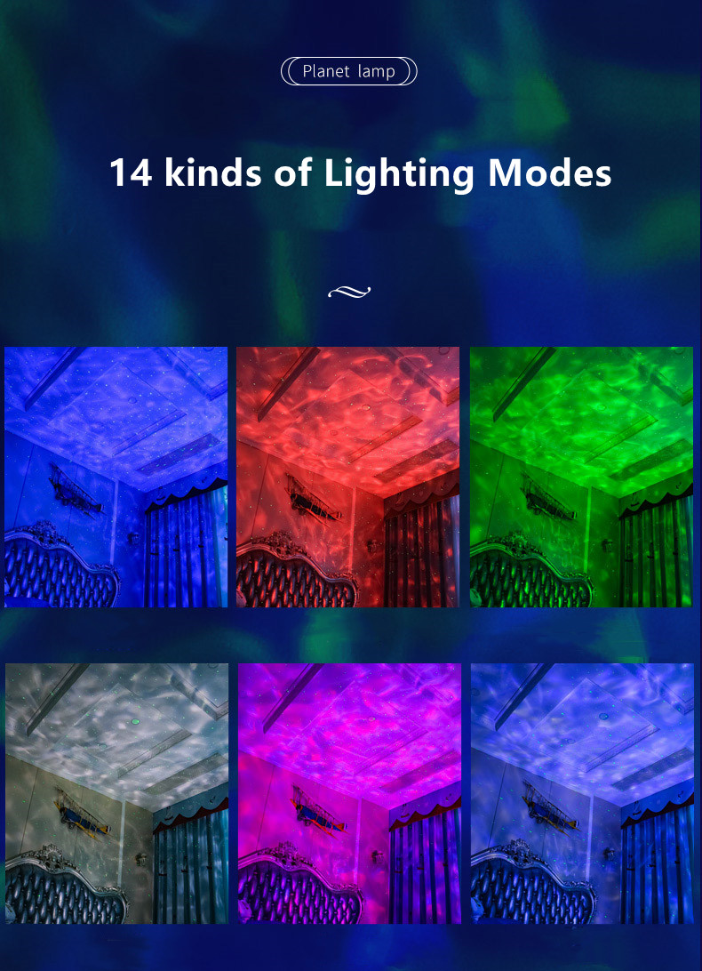 New Romantic Planet Galaxy Laser Projection Lamp 14 Lighting Modes and Built-in Music Bedside Night Light With Remote Co