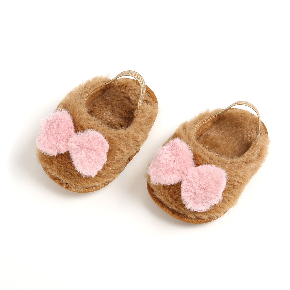 Promotion fur upper Soft sole lovely bowknot party toddler girl baby sandals