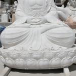 BLVE Meditation Buddha Statues Marble Sculpture Life Size Sakyamuni White Stone