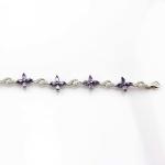 925 Silver Jewellery Quatrefoil Amethyst Cubic Zircon Tennis Bracelet (B04PURPLE