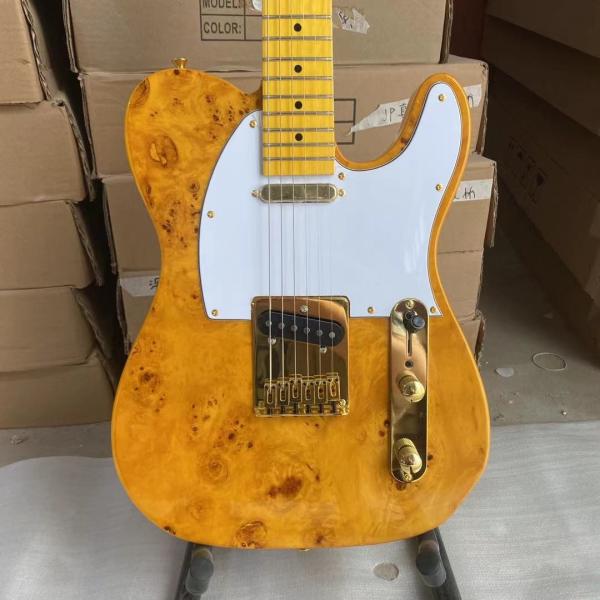 Custom Tele Electric Guitar Burl Maple Top Basswood Body Maple Fingerboard