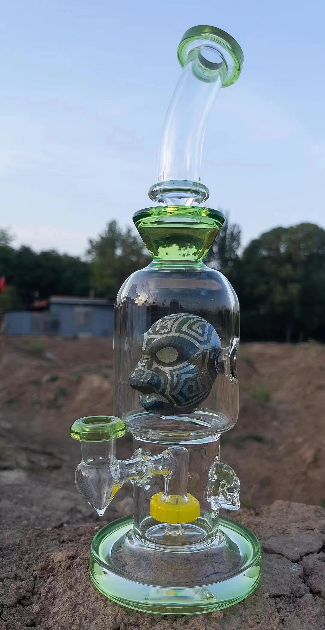 Mixed Color Glass Water Pipe Dab Oil Rig Recycler Hookah Smoking Pipes 8Inch
