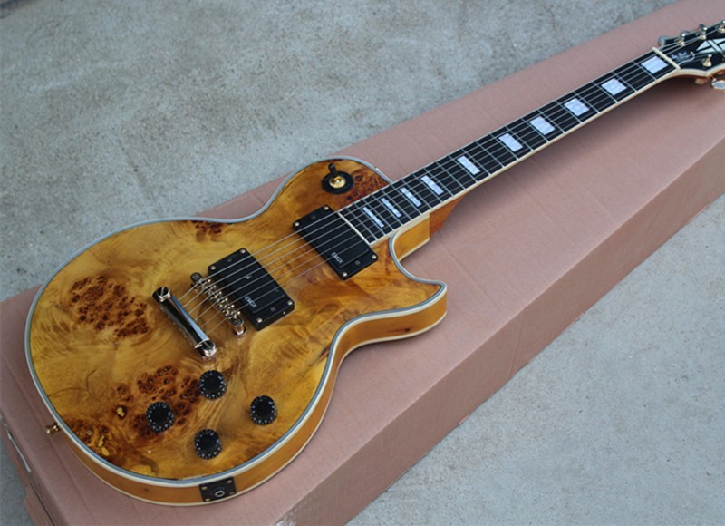 Custmosized Yellow Brown Electric Guitar with EMG Pickups Musical Instruments Sales