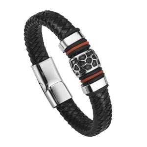 Quality Fashion Jewelry Black Men Leather Bracelet With Magnetic Clasp Wholesale wholesale