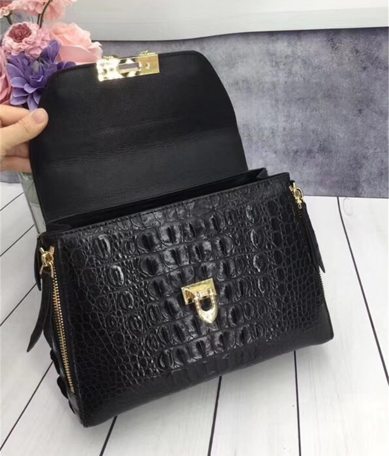 Exotic Genuine Crocodile Skin Woman Orange Purse Authentic Alligator Leather Lady Handbag Female Crossbody Shoulder Bag