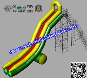 Quality Indoor Residential Giant Long Kids Inflatable Water Slide Games To Play wholesale