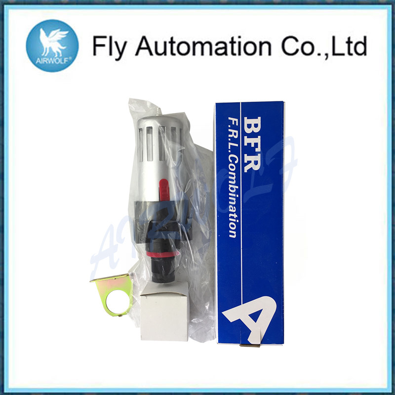 3 / 8" Pneumatic Air Preparation Units Black Color 0.4kg Air Filter Regulator