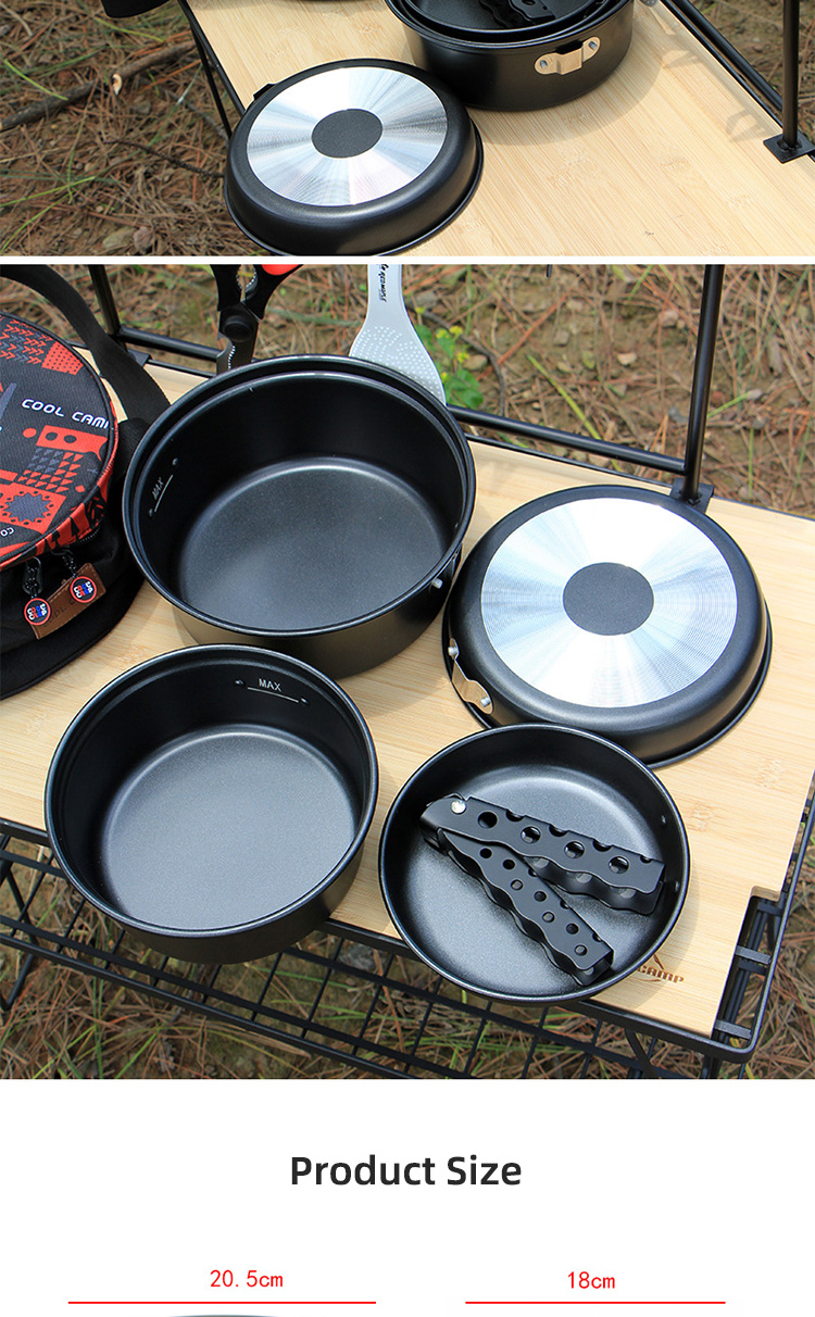 Aluminium Outdoor Cooking Pot Set 3KG Nonstick With Lid