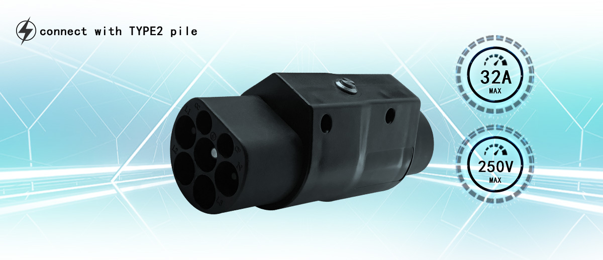 7kw Type2 to Type1/J1772 EV Connector 32A Charging Pile Converter 220V Gun Head Adapter Electric Vehicle Connector Solution
