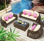 Leisure style PE rattan garden sofa set brown wicker sofa chair furnture