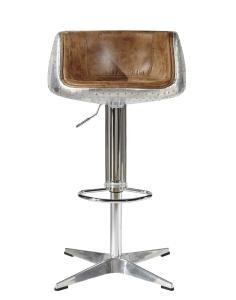 Quality Vintage Fabric Brown Leather Counter Adjustable Height Stools With Alluminium Back wholesale