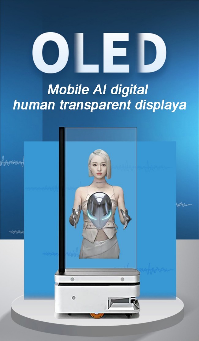 4K Ultra HD Transparent OLED Robot Navigator with Digital Display 1920*1080 High Transparency Screen Interactive