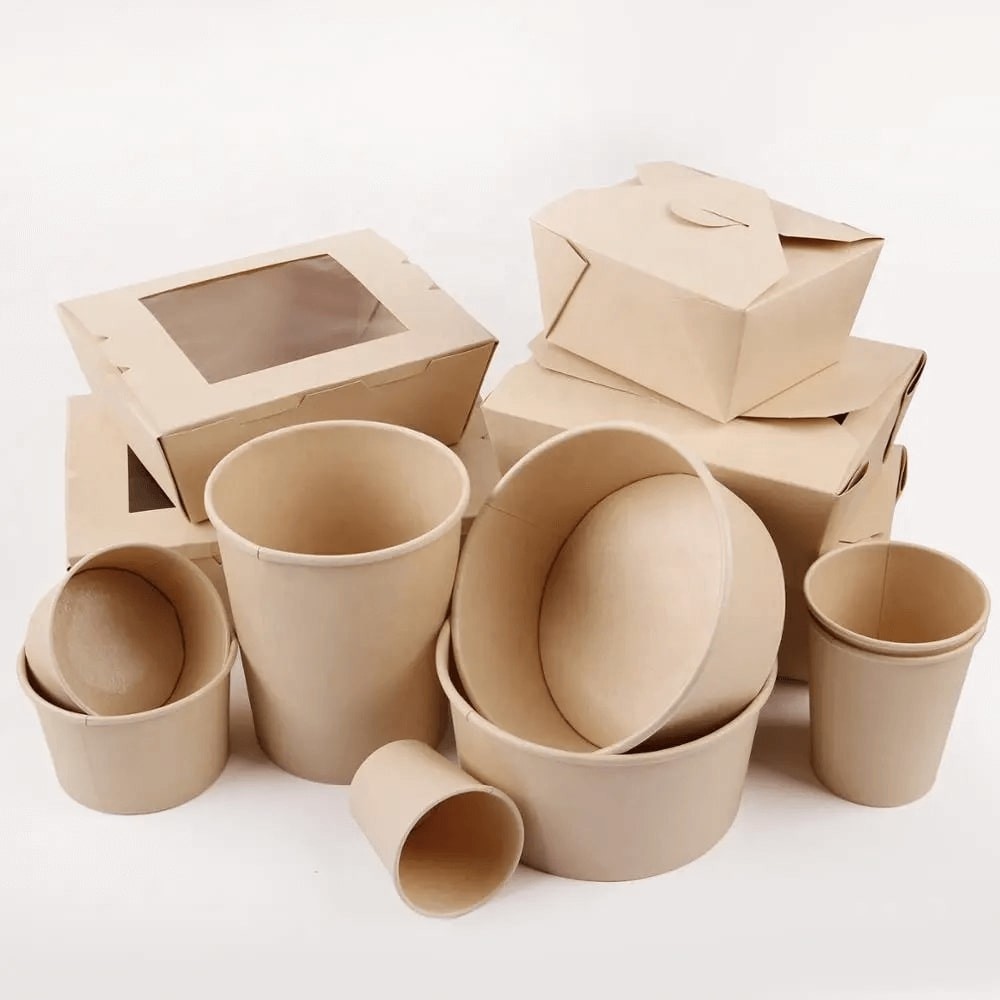 Eco Friendly Food Safe Disposable Rectangle Paper Bowl For Takeaway