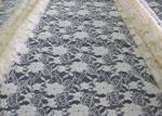 Ecological Standard White Brushed Lace Fabric For Wedding Dress , Embroidered