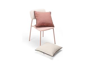 Quality Stacked Metal Legs Dining Chair Thicker Pipe Pink Fabric wholesale