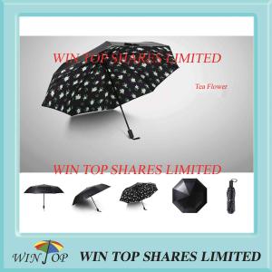 Quality 3 folding UV resistance Tea flower Umbrella wholesale