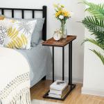 Metal Base and Wooden top C Shaped Side Table - for Home Decor Tables, Coffee