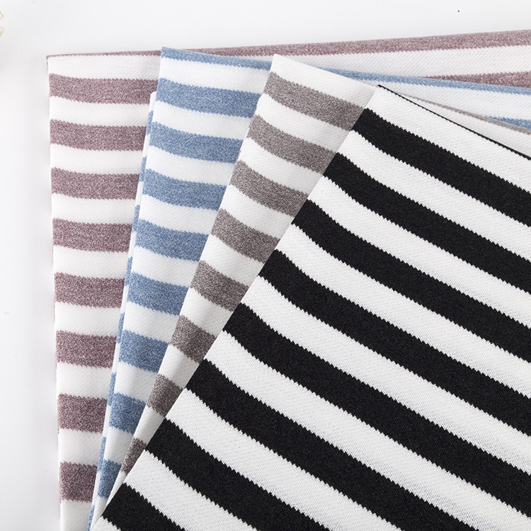 Hygroscopic Close To Body Striped Material Fabric For T Shirt Good Gloss