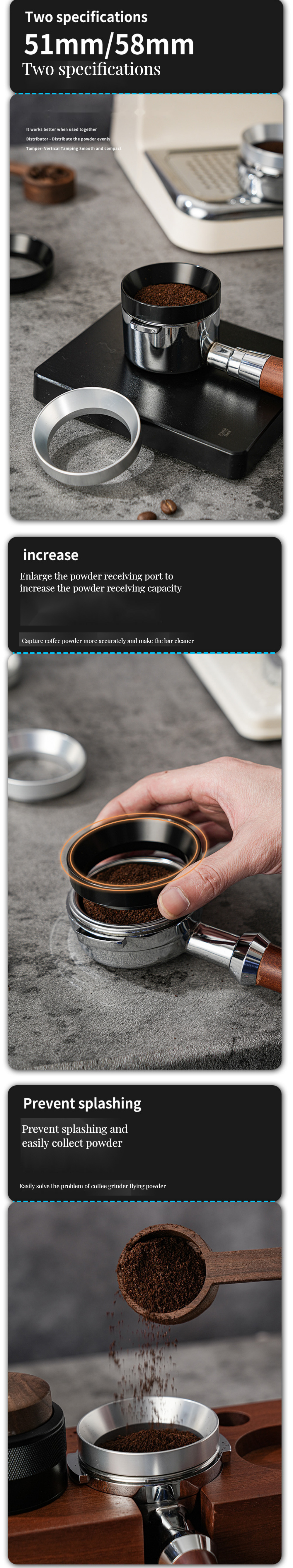 Magnetic Coffee Dosing Funnel for Fast and Easy Espresso Preparation in Restaurants