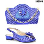Latest fashion good quality high heels sandals and purses bag set Italian bag to