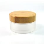 Clear 5G 15G Glass Cream Jars Cosmetic Packaging Frosted With Bamboo Lid