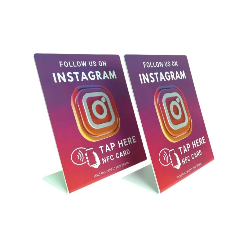 Custom NFC Stand Social Media Review NFC PVC Google Review Card Menu Display Stand
