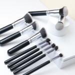 Wholesale Makeup Brushes Synthetic Hair Black Wood Handle Personalized Vegan